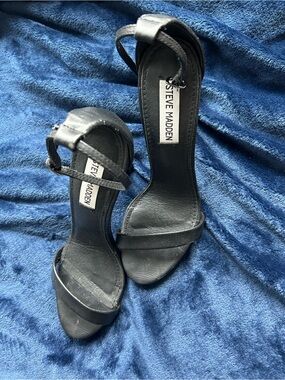 Steve Madden Black Single-Strap Ankle-Heel Sandals
